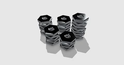 3d Hex Nuts Stock Illustration