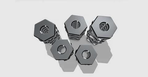 3d Hex Nuts Stock Illustration