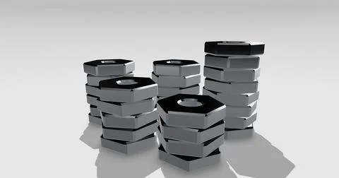 3d Hex Nuts Stock Illustration