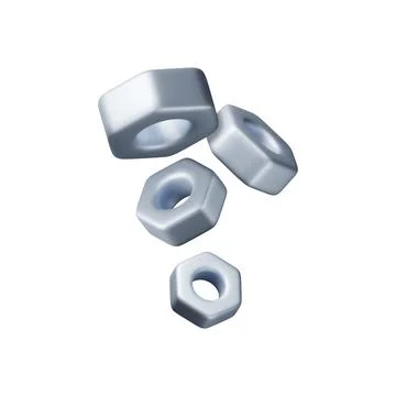3D Hex Nuts Screw Set Isolated on White イラスト素材