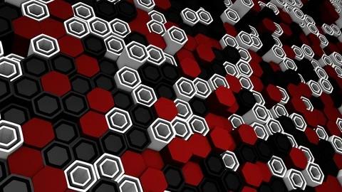 3D Hexagon abstract geometric random waving motion background Stock Footage 120063578