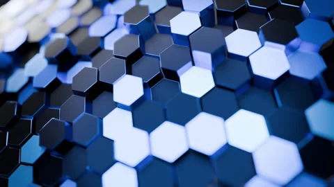 3D Hexagon Grid Pattern Extruding Hexagons Animated Seamless Looping Stock Footage 334265506