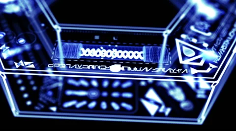 3D HEXAGON HOLOGRAM INTERFACE. ALPHA MATTE Stock Footage 41632111