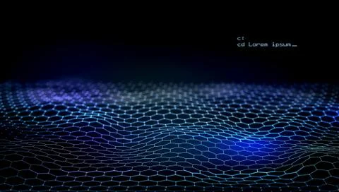 3D Hexagon Lanscape. Big Data Network Connection Stock Illustration