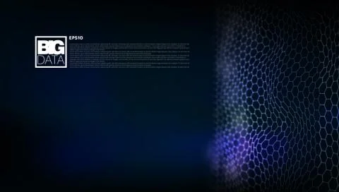 3D Hexagon Lanscape. Big Data Network Connection 스톡 일러스트