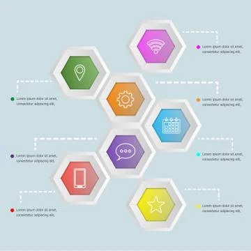 3D hexagon shape infographic template イラスト素材