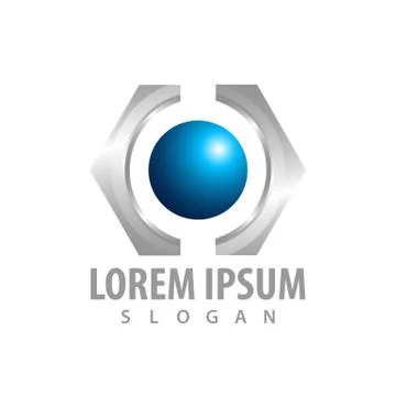 3D hexagon sphere logo concept design. Symbol graphic template element vector Stock Illustration
