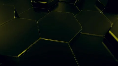 3D Hexagon Yellow Background Loop Close-up 3D animation Stock Footage 211733311