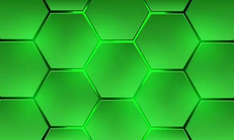 3d hexagonal technology abstract green background. Illustrazione stock