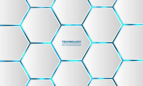 3d hexagonal technology abstract white background. 스톡 일러스트