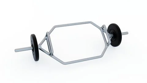 A 3d of Hexagonal trap bar and small black dumbbell Stock Illustration