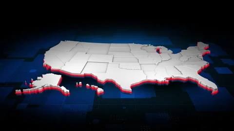 3D hi-tech Digital Map of USA Stock Footage 264036023