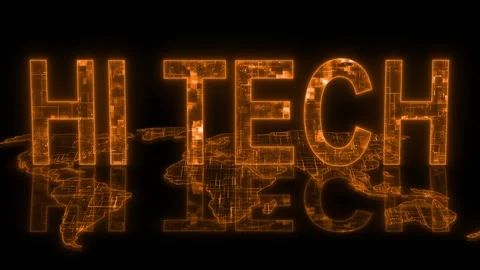 3d HI tech text technology earth map animation glowing orange Stock Footage 260926316