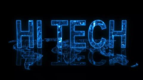 3d HI tech text technology earth map glowing 스톡 일러스트