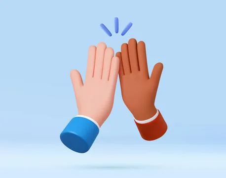 3d High five hand gesture. Illustrazione stock