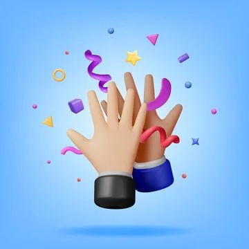 3d High Five Hands with Confetti Stock Illustration