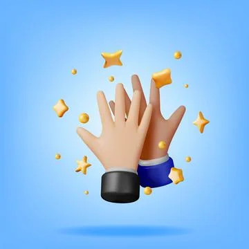 3d High Five Hands with Confetti Stock Illustration