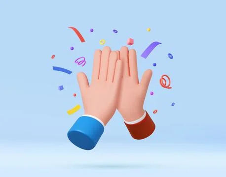 3d High Five Hands with Confetti Stock Illustration