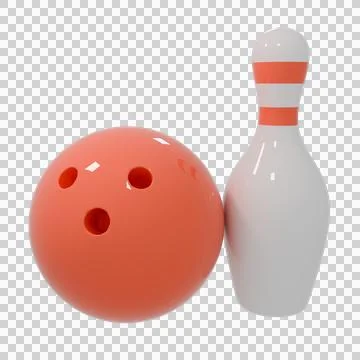 3D High Quality bowling ball and pins isolated Illustrazione stock