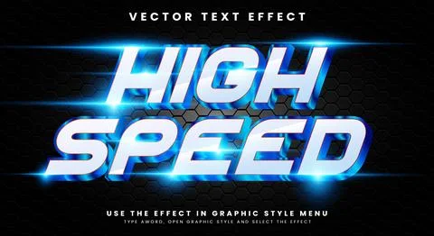 3D High Speed neon style vector text effect Stock Illustration