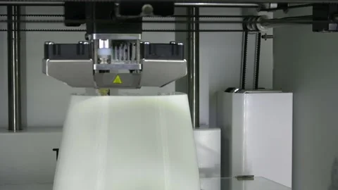 3D high tech digital printer computer machine in action. 4K. Video stock 131984082