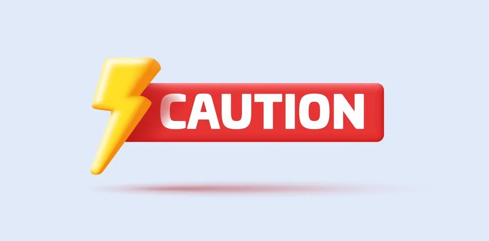 3d High voltage icon, caution. Electric hazard sign with lighting. caution an Stock Illustration