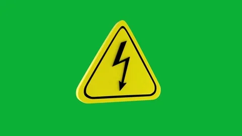 3D High Voltage Sign Rotating on Green Screen Stock Footage 335633677