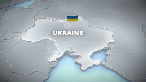3D Highlighted Map of Ukraine with Flag Pin and Text 動画素材 334021301