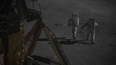 3D Highlights of the Apollo 11 moonwalk with happiness and enthusiasm Stock Footage 289844479