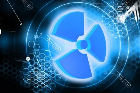 3d highly rendering radiation symbol in digital color background Illustrazione stock