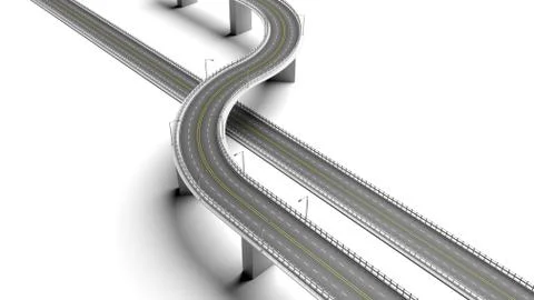 3D highway with bypass element isolated on white background Ilustración de archivo