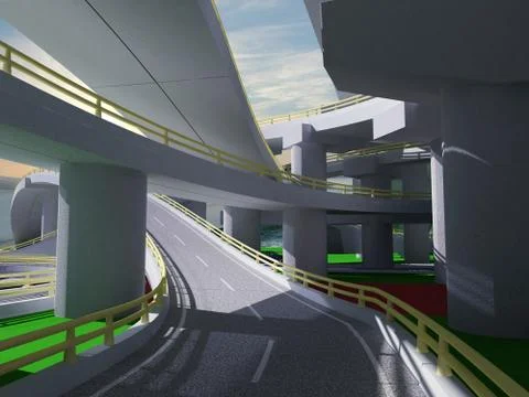 3d highway interchange 스톡 일러스트