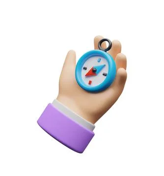 3d holding compass in hand. Stock Illustration