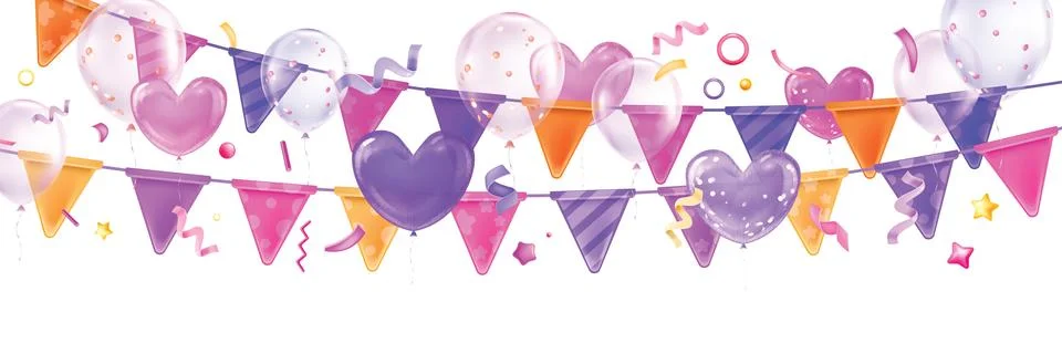 3D holiday flag vector banner garland carnival decoration party Stock Illustration
