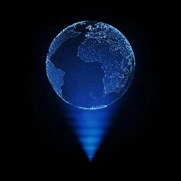 3d hologram globe. Technological digital globe world Stock Illustration