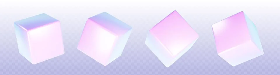 3d holographic cube render. Abstract box shape Illustrazione stock