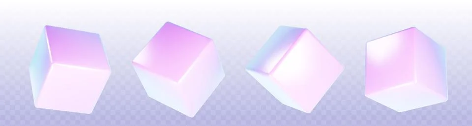 3d holographic cube render. Abstract box shape Illustrazione stock