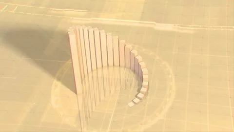 3D Holographic Declining Bars Of Bar Charts 库存影片 265236893