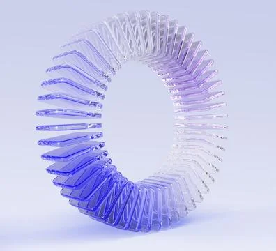 3d holographic glass circle array of transparent square plates with purple blue 스톡 일러스트