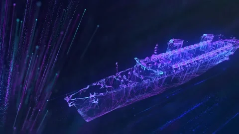 3D Holographic Ship Materializing In Space Stock Footage 265239505