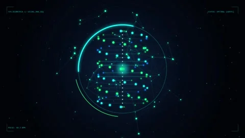 3D Holographic Sphere DNA Data Network Motion Loop Stock Footage 346115299