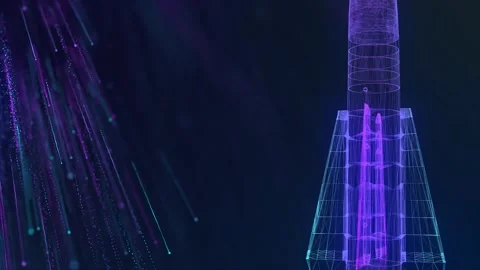 3D Holographic View Of Rocket From Bottom To Top Видео 265239417