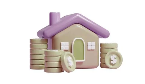 3d home icon. Render house for real estate, mortgage, loan concept and homepa 스톡 일러스트