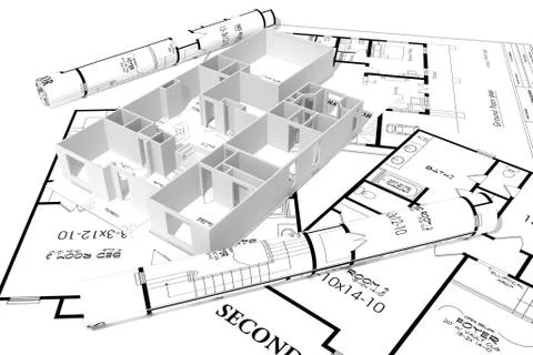 3d home plans concept Stock Illustration