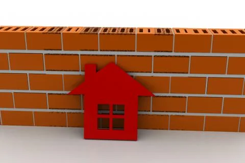 3d home with wall Free Stock Illustration