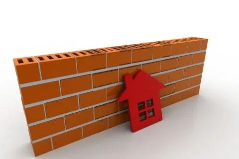 3d home with wall Free Stock Illustration