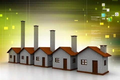 3d homes Illustrazione stock