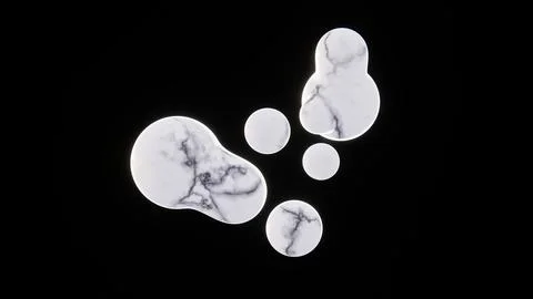 3D horizontal image render white marble sphere bubbles dark background texture Stock Illustration