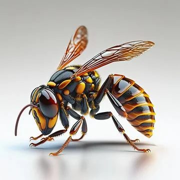 3d hornet render modelling images. Bee isolated on white background Иллюстрация