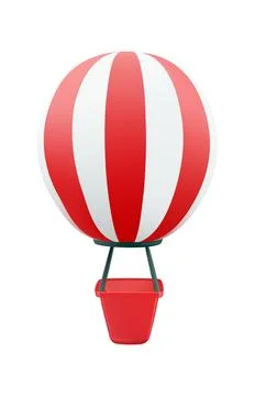 3d Hot air balloon vector illustration. Red and white hot air balloon icon 3d Stock Illustration